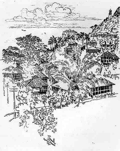 Hivatalos Ancon, XXIV. tábla a Panama-csatornából, Joseph Pennell, 1912 (szén papíron) alkotó: Joseph Pennell