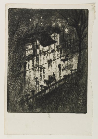 Rainy Night, Charing Cross Shops, 1903 alkotó: Joseph Pennell