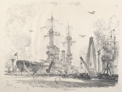 Kezdésre készen, 1917. alkotó: Joseph Pennell