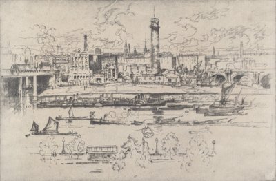 Lövéstorony a hidak között, 1910. alkotó: Joseph Pennell