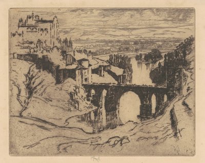 Szent Márton híd, Toledo, 1904. alkotó: Joseph Pennell