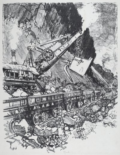 Steam Shovel in the Cut Bas Obispo, 1912. alkotó: Joseph Pennell
