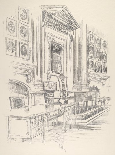 Asztal és szék, aláírók szobája, Függetlenségi terem alkotó: Joseph Pennell