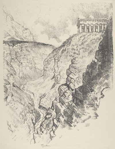 Templom a kánon felett, Segesta, 1913. alkotó: Joseph Pennell