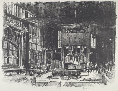 Az akolitusok a hadiisten oltárát készítik, 1916. alkotó: Joseph Pennell