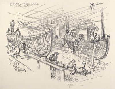 A csónaképítők, 1917. alkotó: Joseph Pennell