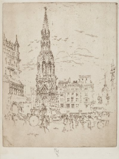 Az Elinor Cross, a Charing Cross pályaudvar előtt alkotó: Joseph Pennell
