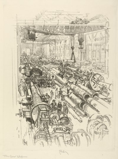 Az angol háborús sorozat: W.441. A fegyverbolt, 1916 alkotó: Joseph Pennell