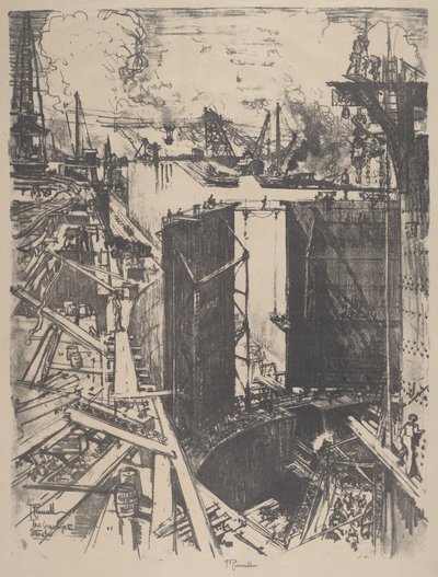 Az Őrkapu, Gatun Zsilip alkotó: Joseph Pennell