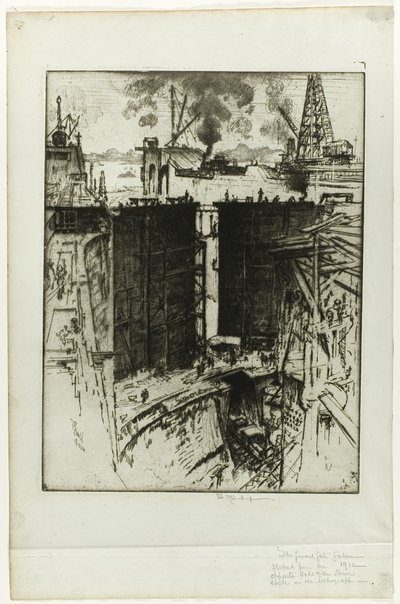 Az Őrkapu, Gatun-zsilip, Panama alkotó: Joseph Pennell
