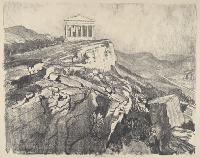 A Concord temploma a falon, Girgenti, 1913. alkotó: Joseph Pennell