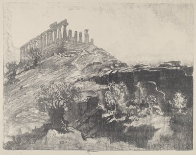 A Concord temploma a falon, Girgenti, 1913. alkotó: Joseph Pennell
