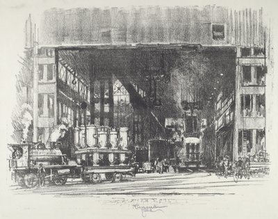 Az urnák, nagy kagylók öntése, 1916. alkotó: Joseph Pennell