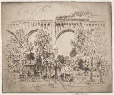 The Viaduct, D., L. & W., Nicholson, Pa. alkotó: Joseph Pennell