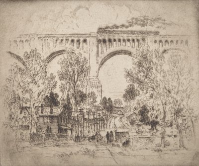 The Viaduct, D., L. & W., Nicholson, Pa., 1919. alkotó: Joseph Pennell