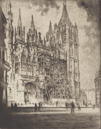 A nyugati front, roueni katedrális, 1907. alkotó: Joseph Pennell