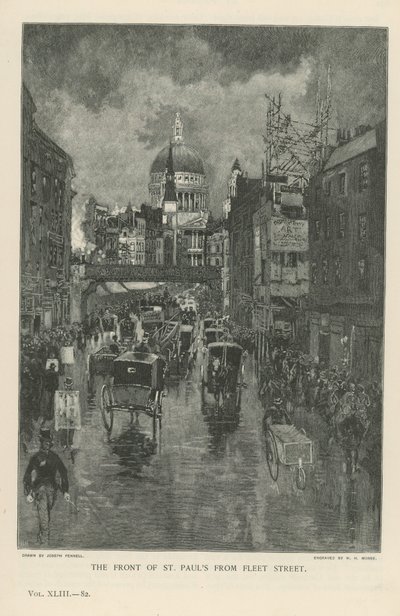 A Szent Pál-székesegyház eleje a Fleet Street felől alkotó: Joseph Pennell