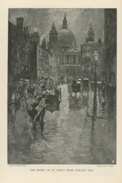 A Szent Pál-székesegyház eleje a Ludgate Hill felől alkotó: Joseph Pennell