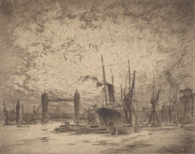 Tower Bridge, este, 1905. alkotó: Joseph Pennell