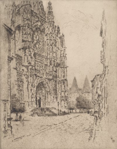 A püspöki palota tornyai, Beauvais, 1907. alkotó: Joseph Pennell
