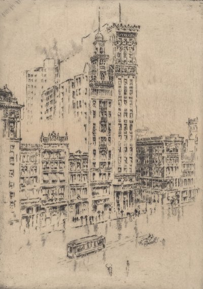Union Square, esős nap, 1904. alkotó: Joseph Pennell