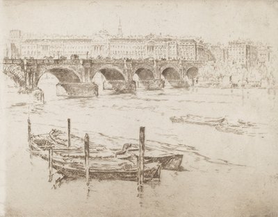 Waterloo híd és Somerset ház, 1905. alkotó: Joseph Pennell