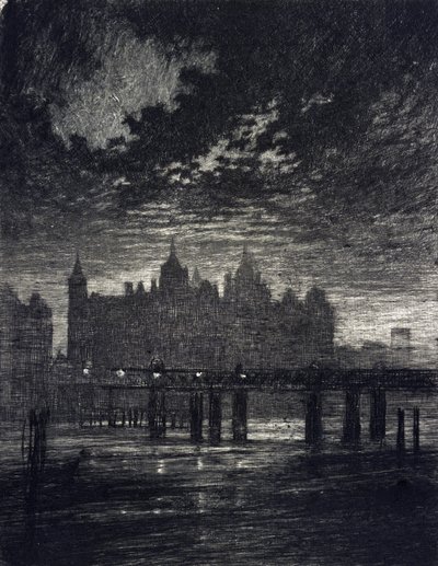 Whitehall bíróság Londonban. alkotó: Joseph Pennell