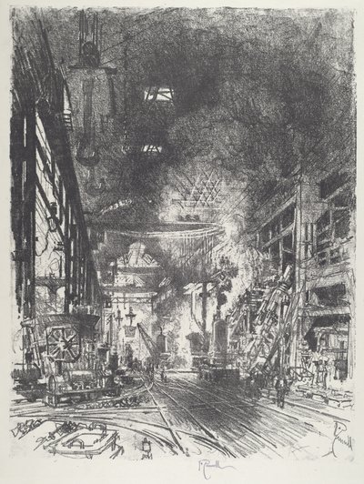 A kemencéken belül, 1916. alkotó: Joseph Pennell