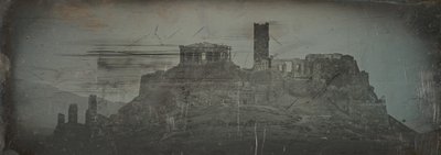 Az Akropolisz nyugati megközelítése, Athén, 1842. alkotó: Joseph Philibert Girault De Prangey