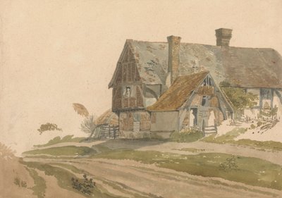 Parasztház figurákkal az ajtónál és az ablaknál alkotó: Joseph Powell