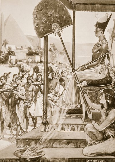 Tisztelgés II. Ramszesz (19. dinasztia) előtt, illusztráció a „Hutchinson