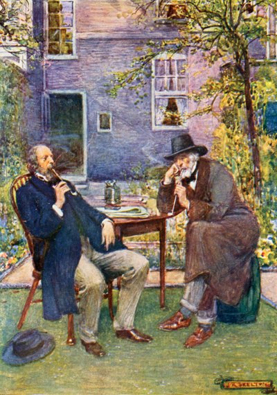 Carlyle (jobbra) és Tennyson beszélget és dohányzik alkotó: Joseph Ratcliffe Skelton