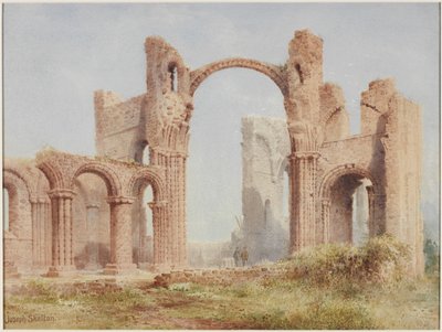 Lindisfarne Priory Ruins (akvarell, testfesték és ceruza papíron) alkotó: Joseph Ratcliffe Skelton