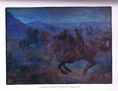 A lovak patáinak taposása és a szarvasmarha süllyesztése, 1910 alkotó: Joseph Ratcliffe Skelton
