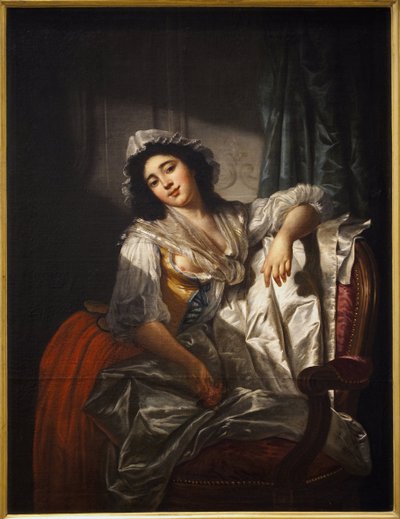 Madame Sermet portréja vagy a rózsa és a gomb. Joseph Roques (1754-1847) festménye, olaj, vászon 1788 körül. Francia művészet alkotó: Joseph Roques