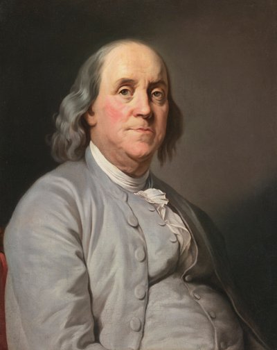 Benjamin Franklin portréja, készítette Duplessis, Joseph-Siffred (1725-1802). Olaj, vászon, c. 1780. Mérete : 73x59 cm. Magángyűjtemény alkotó: Joseph Siffred Duplessis