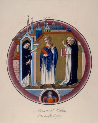 „A tizenkettedik század szerzetesi szokásai”, 1797 alkotó: Joseph Strutt