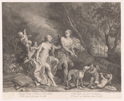 Venus és Adonis szerelmesekként négy puttival alkotó: Joseph Wagner (possibly)