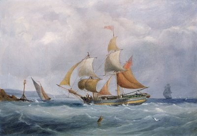 Egy kereskedelmi brigg, amely az Avon torkolatánál, Bristolban (Anglia) fut be. Olaj, vászon alkotó: Joseph Walter