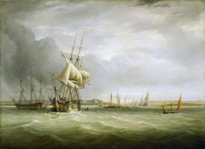 Hajózás a Bristol-csatornában (Anglia), az Avon torkolatánál. Olaj, vászon alkotó: Joseph Walter