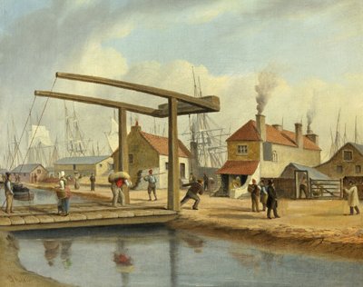 A Monmouthshire-csatorna Newportban, 1800-1850 alkotó: Joseph Walter