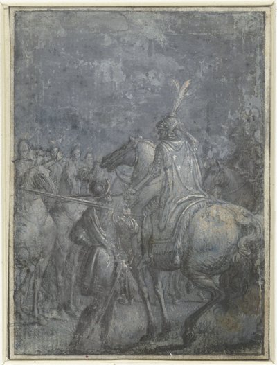 A hadsereg parancsnoka lóháton, más lovasokkal Hasonló illusztrációk csoportja lovagokkal és lovasokkal (sorozat címe) alkotó: Joseph Werner