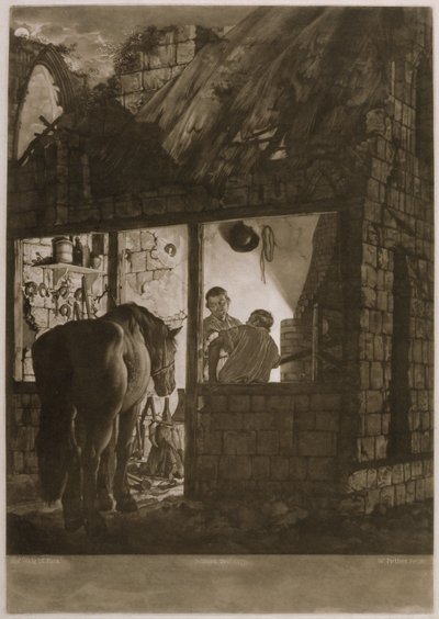 Egy patkolókovács bolt, vésette William Peter (kb. 1781-1821), 1771 (mezzotint) alkotó: Joseph Wright of Derby