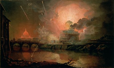 Tűzijáték a Castel Sant Angelo-ban, 1774-1778 alkotó: Joseph Wright of Derby