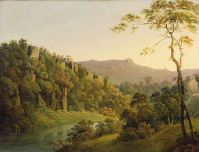 Nézet: Matlock Dale, Looking Towards Black Rock Escarpment, c.1780-5 (olaj, vászon) alkotó: Joseph Wright of Derby