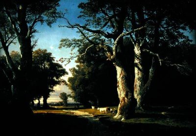 Táj fákkal és szarvasmarhákkal (olaj, vászon) alkotó: Josephine Bowes