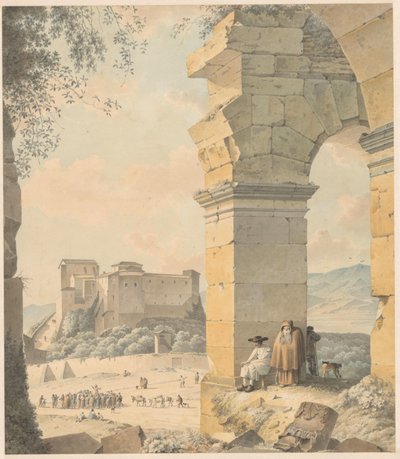 Colosseum Santi Quattro Coronatiban Kilátás a Colosseumra (cím a tárgyon) alkotó: Josephus Augustus Knip