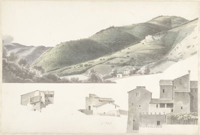 Táj és néhány ház Tivoli közelében alkotó: Josephus Augustus Knip