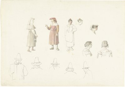 Tanulmányi lap olasz gazdákkal és parasztasszonyokkal alkotó: Josephus Augustus Knip