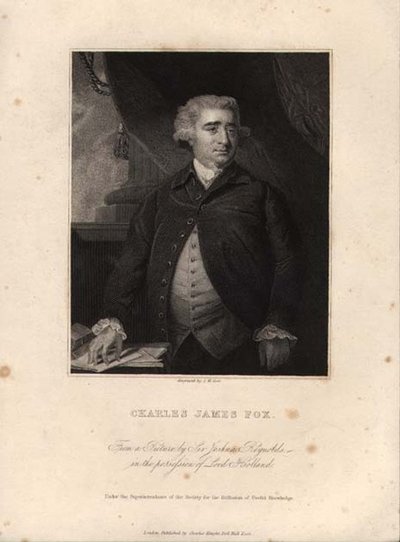 Charles James Fox (1749-1806), John William Cook metszet (metszet) alkotó: Joshua (after) Reynolds